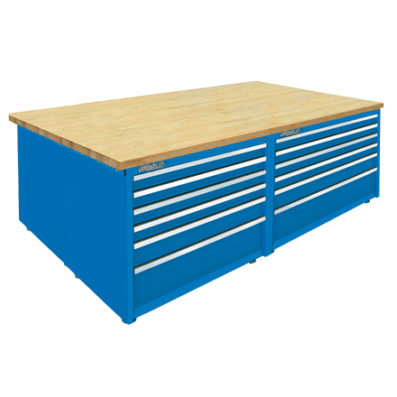 Modular Work Bench 24 Drawer Cabinet with Maple Wood Laminated Top by Professional Tool Storage