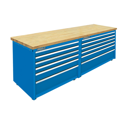Modular Work Bench 12 Drawer Cabinet with Maple Wood Laminated Top  by Professional Tool Storage