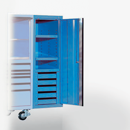 Side Cabinet with Shelving and door  | Versatility®  Mechanics' Triple-Bank Tool Box