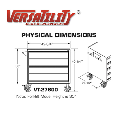Cabinet Dimensions | Versatility® Press Brake 4-DWR CAB - American Style Tools 