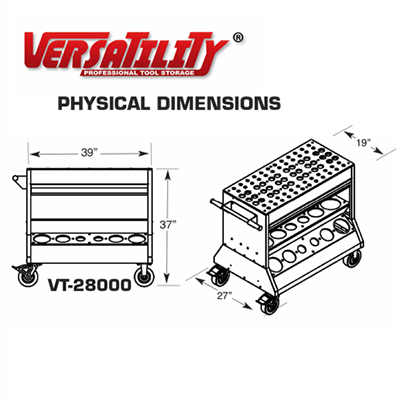 Cabinet Dimensions | Versatility® Thick Turret Press Change-Over Cart