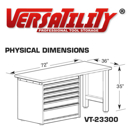 Cabinet Dimensions | Versatility® Thick Turret Press Work Bench with 6-DWR Cabinet