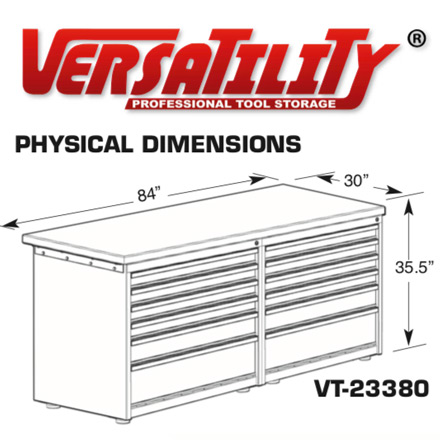 Cabinet Dimensions | Versatility® Turret Double Bank Workstation with 12-DWR CAB